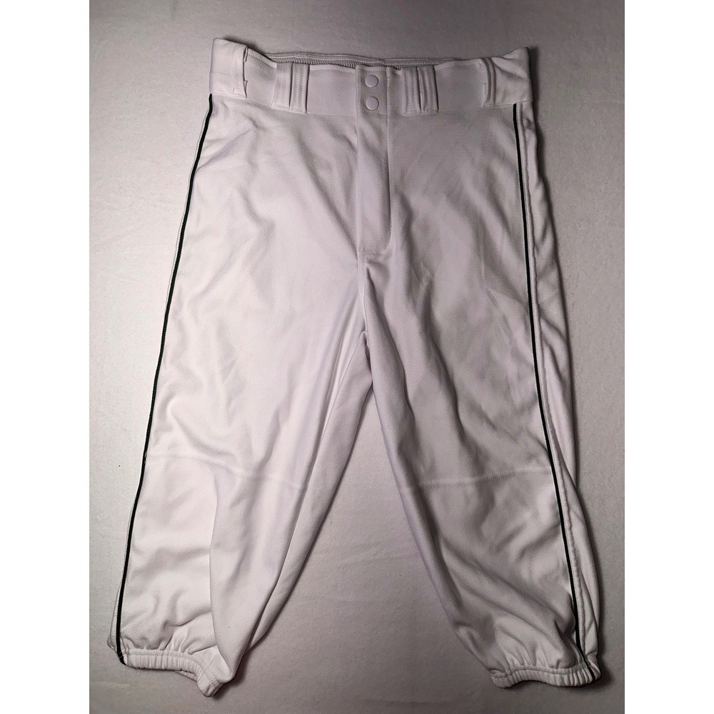 A4 White Baseball Pants Dark Green Piping Adult Medium N6003 Mens Knicker Style